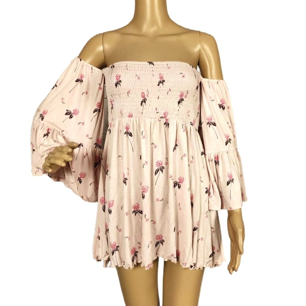 NWT Free People Lana Off The Shoulder Floral Tunic Top- Small